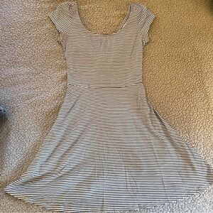 American Eagle Outfitters Cross Back Striped A Line Skater Dress